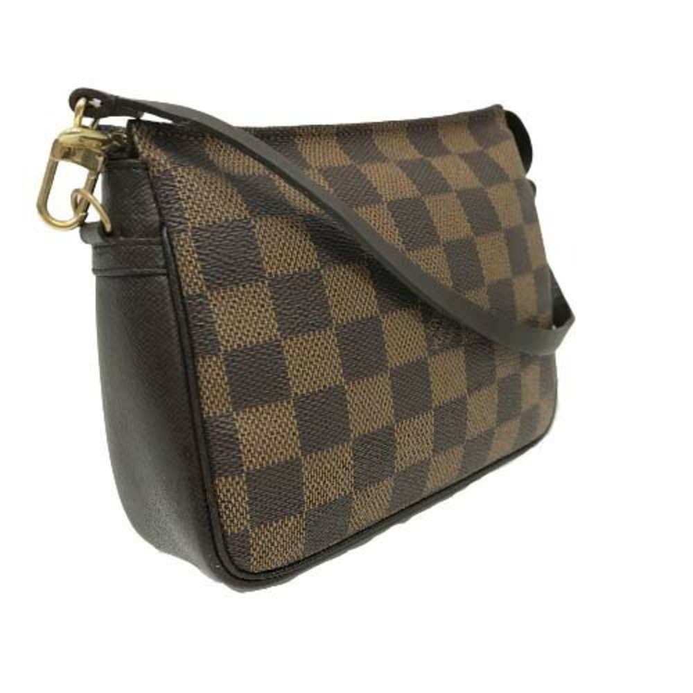 Louis Vuitton Trousse Makeup Cosmetic Clutch Case Damier Ebene Brown Checkered